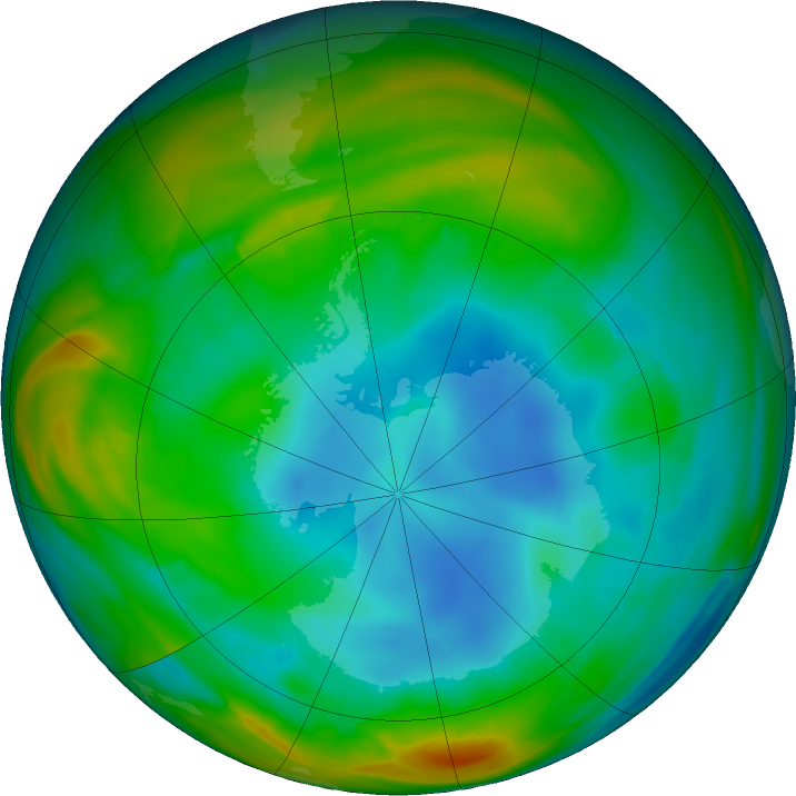 Antarctic ozone map for 16 July 2018